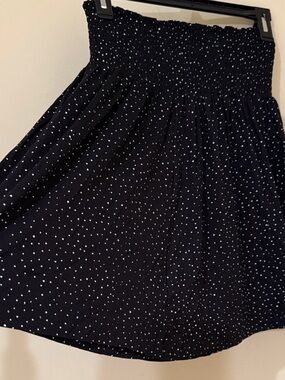H&M Black Polka Dot Smocked Waist Circle Skirt
